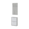 Mueble de entrada con zapatero de dos puertas y perchero Plaka Cemento Promoción