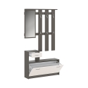 Mueble de entrada con espejo, zapatero y perchero Belfast Grey Oferta