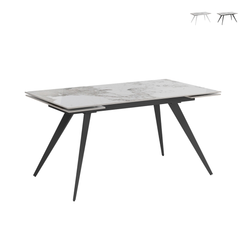 Mesa de comedor extensible con tablero de cerámica 140-200x81cm Onice Promoción