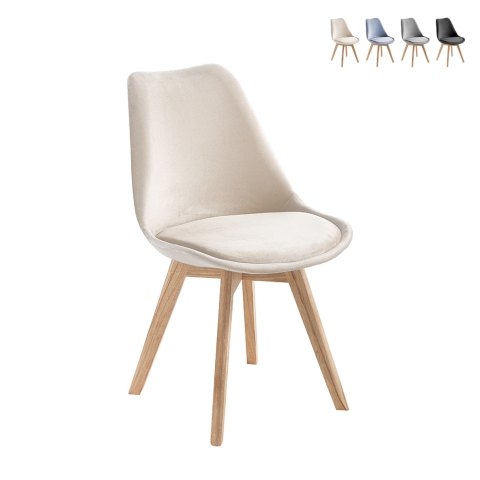Juego de 4 sillas de terciopelo estilo escandinavo para salón cocina Smart Soft Promoción