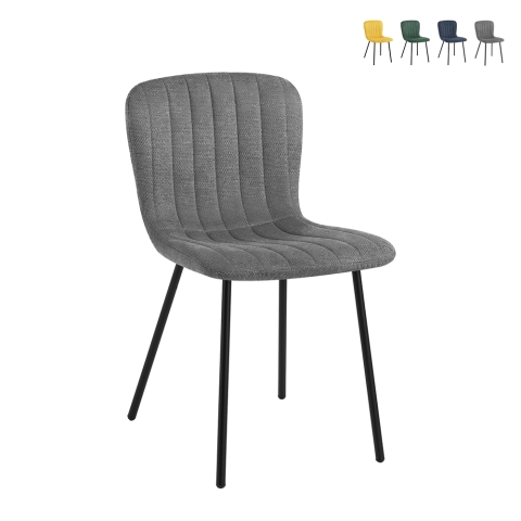 Set de 4 sillas modernas de tela para cocina, sala de estar y comedor Karya Promoción