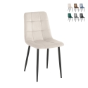 Juego de 4 sillas de comedor y cocina de terciopelo con efecto acolchado Corfù Promoción