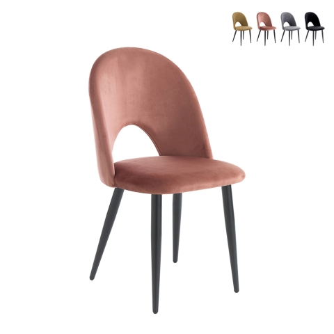 Juego de 4 sillas de comedor cocina diseño moderno en terciopelo Bounty Promoción