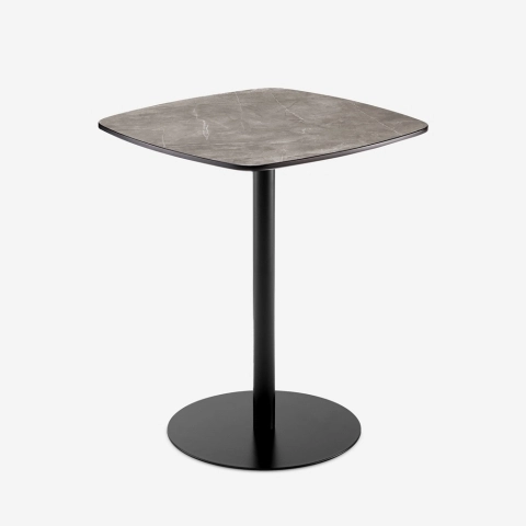 Mesa de comedor bar cocina restaurante 60x60x74cm efecto mármol negro Mikee Promoción