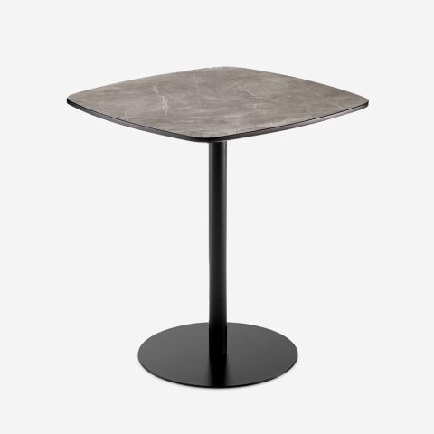 Mesa de comedor de 70x70cm para restaurante y cocina efecto mármol color negro Mikee+ Promoción