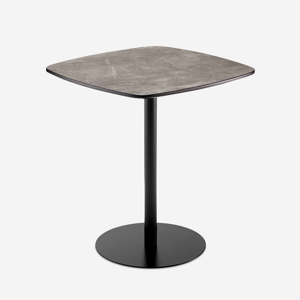 Mesa de comedor de 70x70cm para restaurante y cocina efecto mármol color negro Mikee+