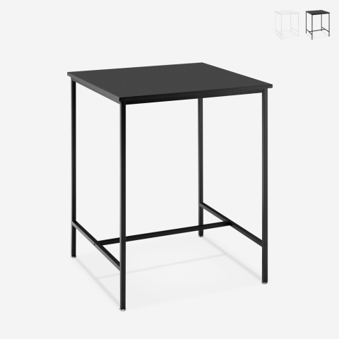 Mesa alta 70x70cm para bar cocina bistró en metal blanco y negro Zakis Promoción