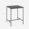 Mesa alta de 70x70 cm para bar cocina y cafetería de metal blanco y negro Zakis Modelo