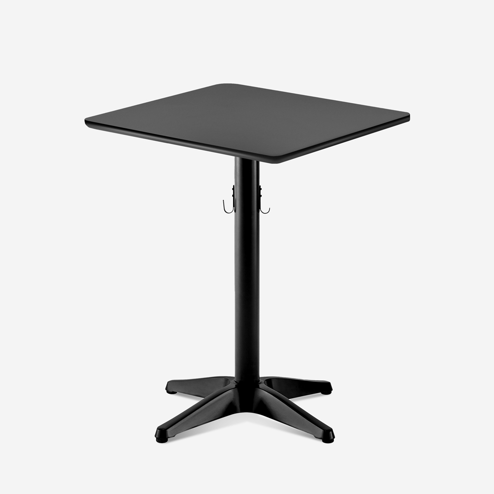 Mesa negra para bar y restaurante de 70x70 cm moderna con gancho para colgar el bolso Jotor
