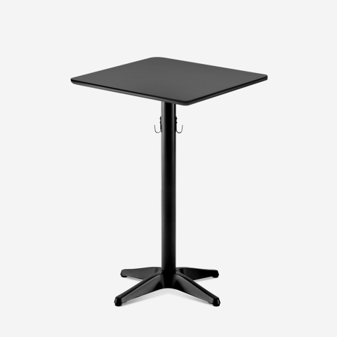 Mesa alta 105cm negra para bar bistrot con gancho para bolso Jotor+ Promoción