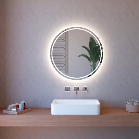 Espejo de baño con luz LED táctil retroiluminada redonda de 75cm ETR131 Promoción