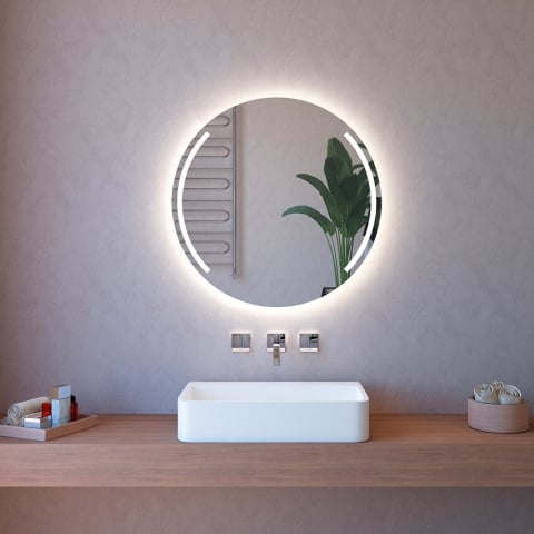 Espejo de baño redondo de 90 cm con retroiluminación LED ETR129-M Promoción