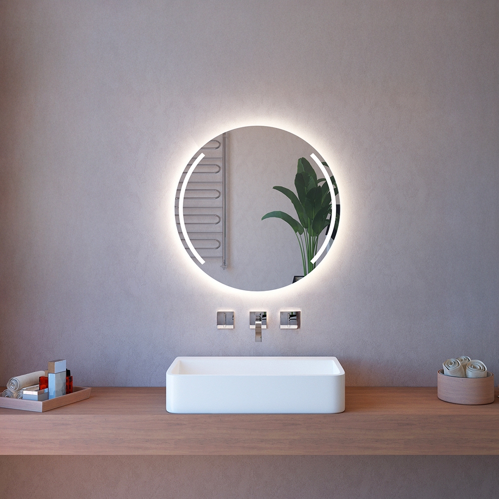 Espejo de baño redondo de 75 cm retroiluminado con led y bluetooth ETR129-S Promoción Espejo de baño redondo de 75 cm retroiluminado con led y bluetooth ETR129-S Promoción