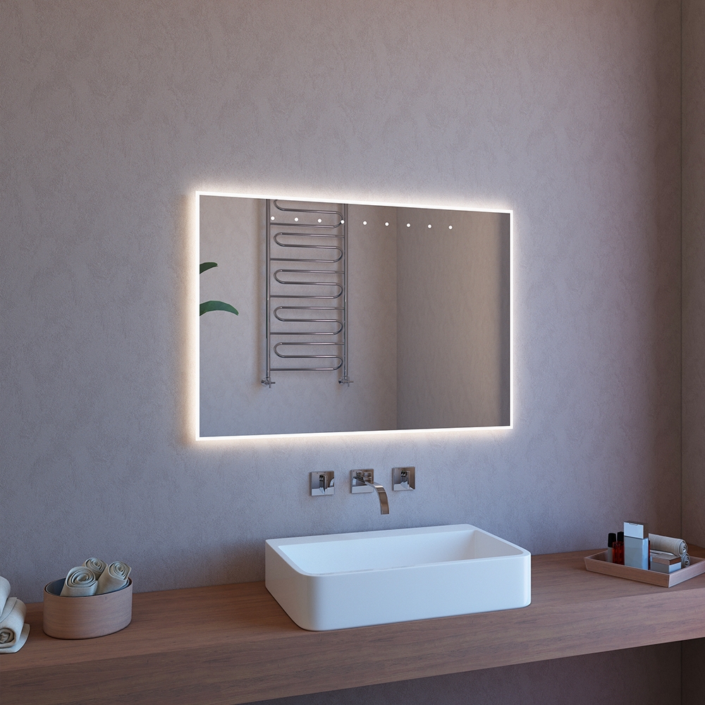 Espejo de baño retroiluminado con luz led integrada 100x70 antivaho ETR119