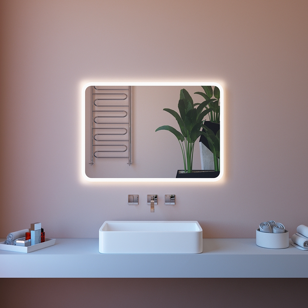 Espejo de baño retroiluminado con luz led 80x70 cm con antivaho ETR100-M Promoción Espejo de baño retroiluminado con luz led 80x70 cm con antivaho ETR100-M Promoción