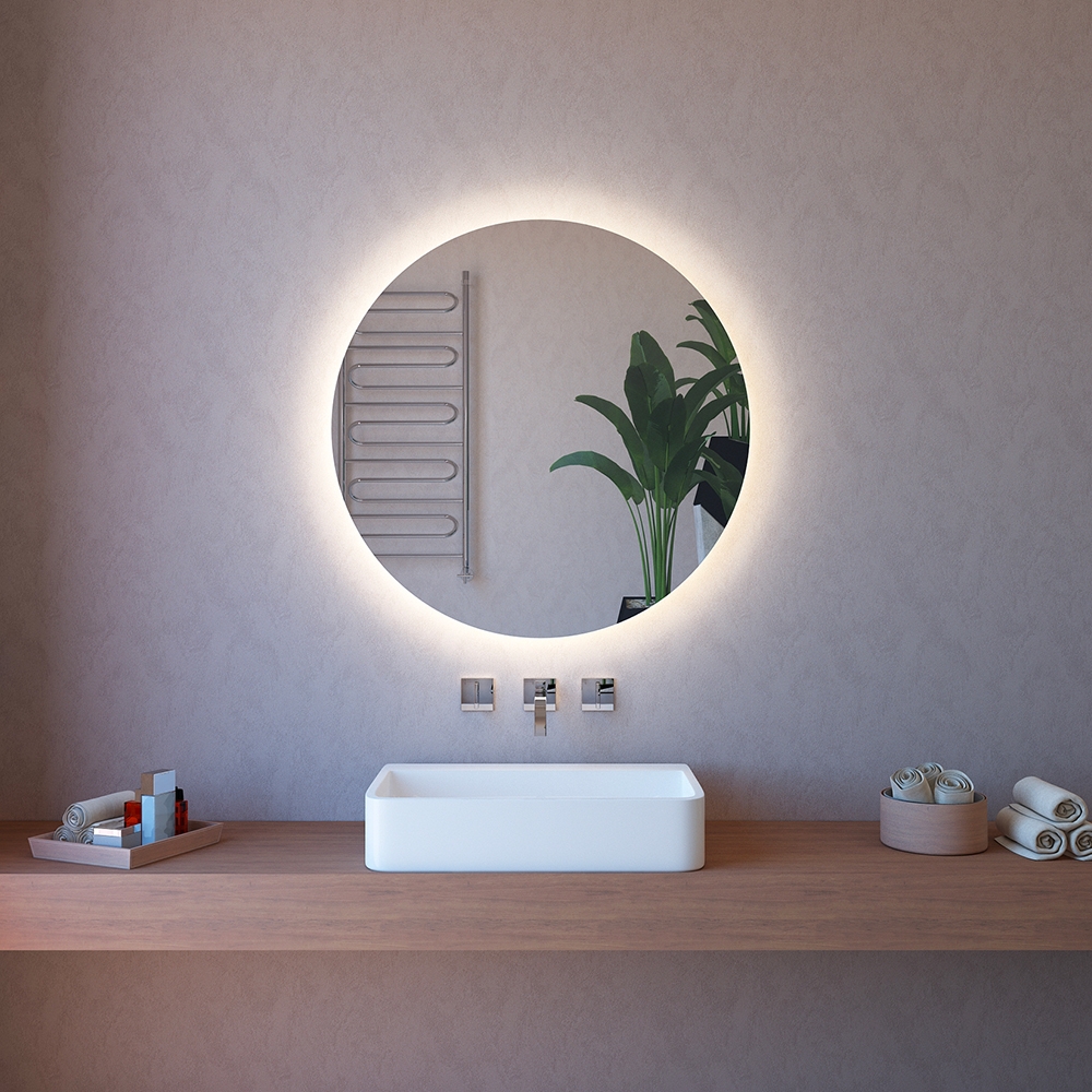 Espejo de baño redondo con led y antivaho de 90 cm retroiluminado ETR116-XL