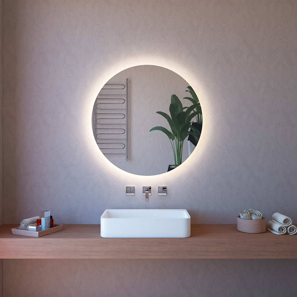 Espejo de baño redondo retroiluminado de 85 cm con luz y bluetooth ETR116-L