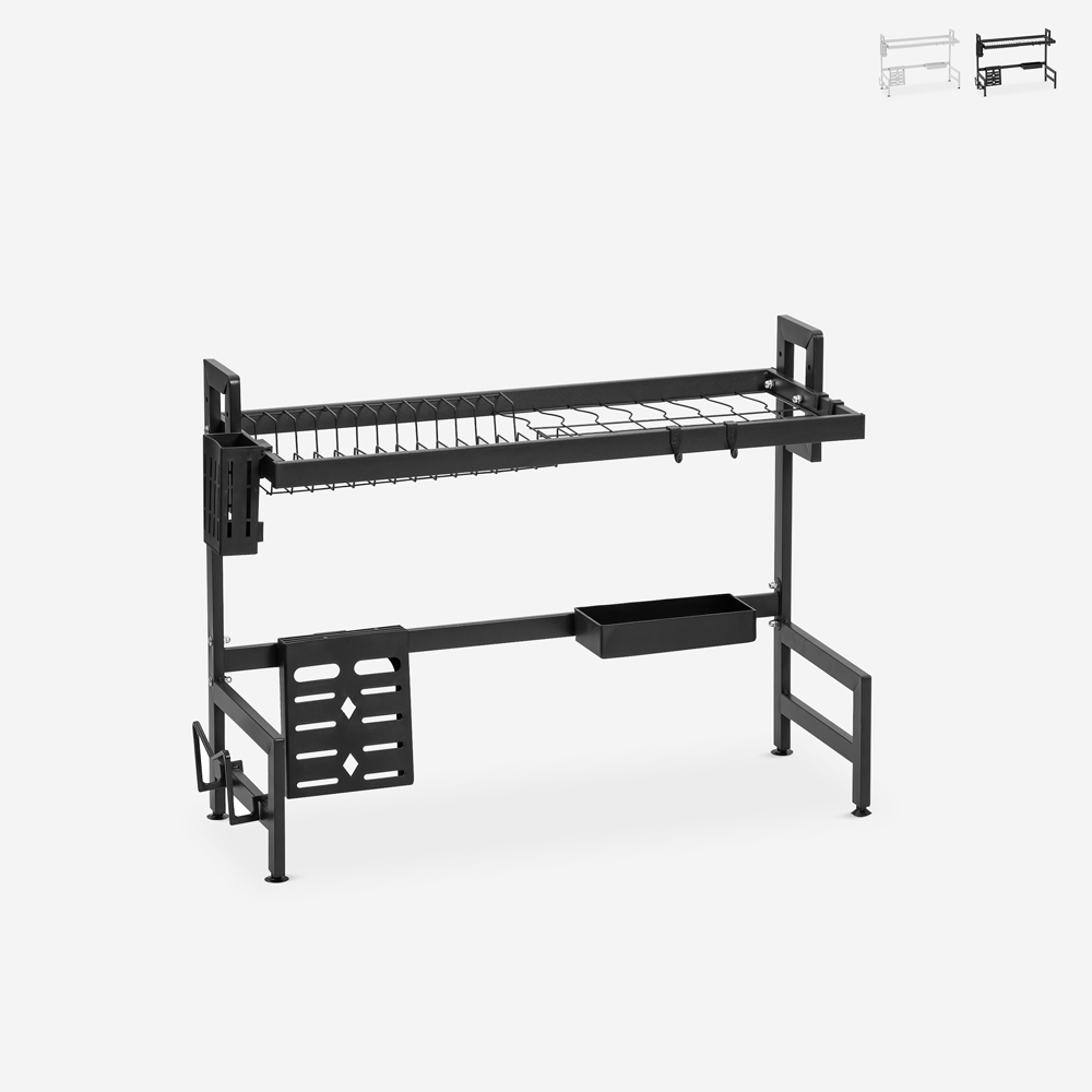Escurridor de platos vertical de cocina para fregadero color negro y blanco Nalan Promoción