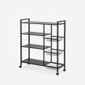 Carrito de cocina verdulero con ruedas y 4 estantes 90x32x108 cm Faris Plus Promoción