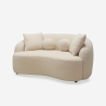 Sofá curvo de diseño de 2 plazas de tela teddy bouclè beige Lazy Oferta