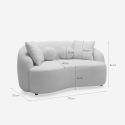 Sofá curvo de diseño de 2 plazas de tela teddy bouclè beige Lazy Stock