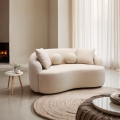 Sofá curvo de diseño de 2 plazas de tela teddy bouclè beige Lazy Promoción