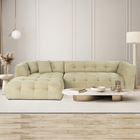 Sofá modular esquinero izquierdo de 4 plazas en terciopelo de pana Cady Velvet Promoción
