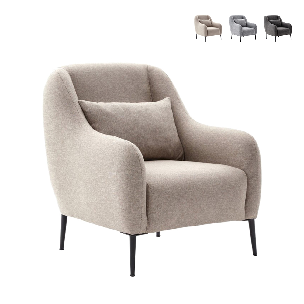Sillón de salón moderno de tela con cojín Venus