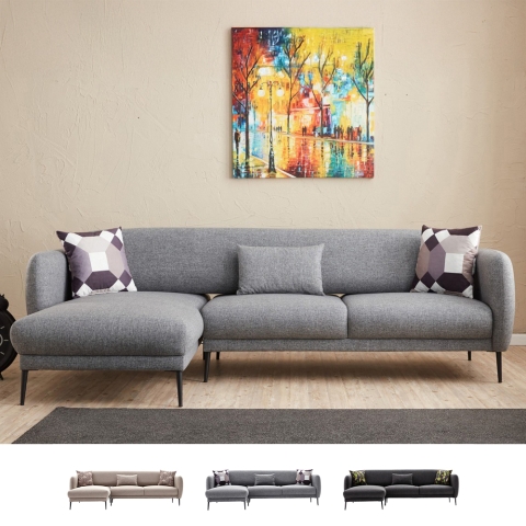 Sofá cama rinconero de 3 plazas con chaise longue en tela Venus 3L Promoción