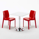 Mesa Cuadrada Blanca 70x70 cm con Base de Acero y 2 Sillas De Colores Ice Cocktail 