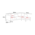 Sofá cama angular de 3 plazas con chaise longue derecha en tela Venus 3R 