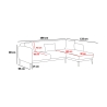 Sofá cama angular de 3 plazas con chaise longue derecha en tela Venus 3R 