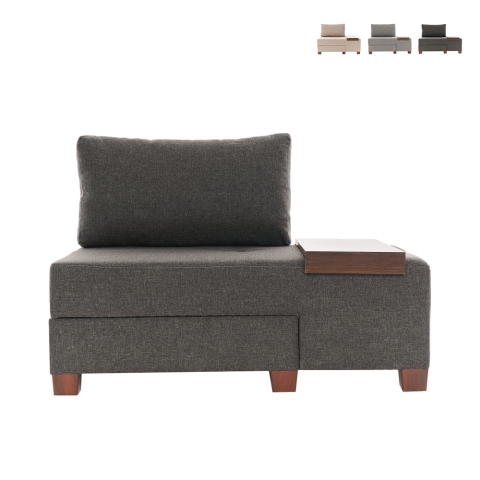 Sillón cama chaise longue derecha plegable en lino Betty Right Promoción