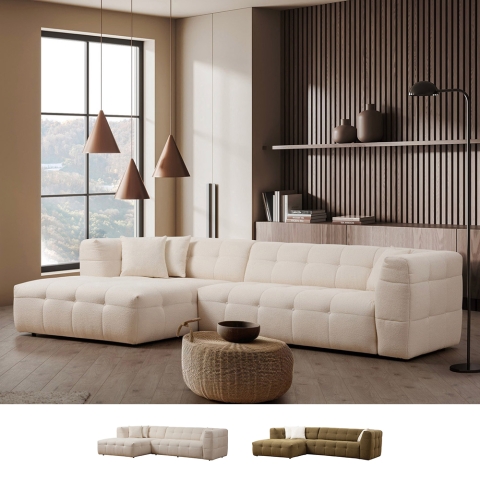 Sofá modular de 4 plazas con chaise longue izquierda en bouclè Cady Left Promoción