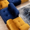 Sofá modular componible 4 plazas azul con reposapiés de terciopelo Bubble 3SPV Modelo