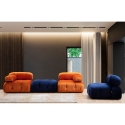 Sofá modular componible 4 plazas azul con reposapiés de terciopelo Bubble 3SPV Características