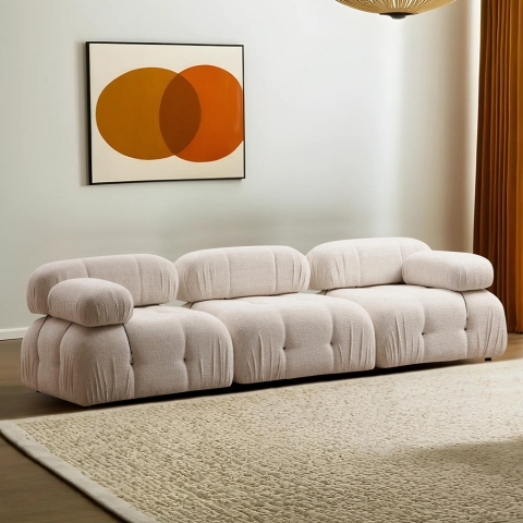 Sofá modular componible crema 4 plazas en tela Bubble 3S Promoción
