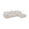 Sofá modular y desmontable de 4 plazas con reposapiés en bouclé blanco Bubble 3SPB Medidas
