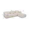 Sofá modular y desmontable de 4 plazas con reposapiés en bouclé blanco Bubble 3SPB Medidas