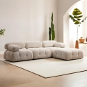 Sofá modular de 4 plazas con reposapiés en tela Bubble 3SP Descueto