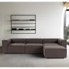 Sofá modular componible de 4 plazas con reposapiés en lino Fora Stock
