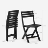 Silla plegable de jardín compacta de polipropileno blanco y negro Closy Medidas