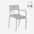 Silla de exterior de polipropileno con reposabrazos para bar cocina Satin Promoción
