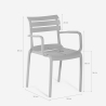 Silla de exterior de polipropileno con reposabrazos para bar cocina Satin 