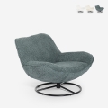 Sillón moderno giratorio para salón y despacho de tela bouclé Konn Promoción