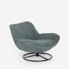 Sillón moderno giratorio para salón y despacho de tela bouclé Konn Rebajas