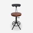 Taburete giratorio ajustable vintage industrial con respaldo Crewi Back Venta