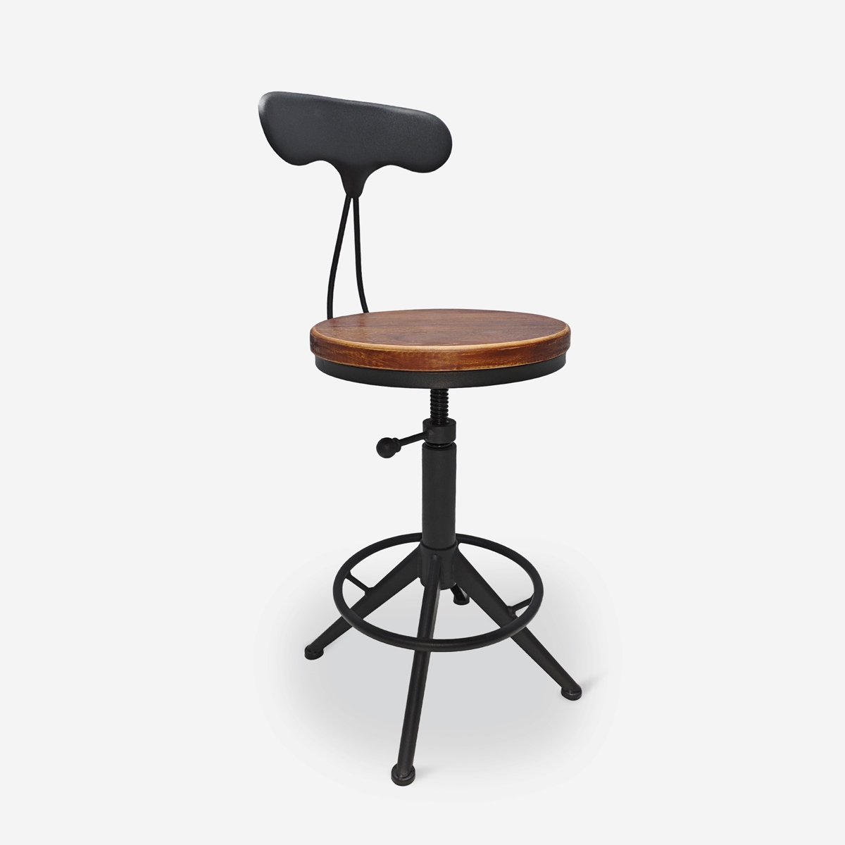 Taburete giratorio ajustable vintage industrial con respaldo Crewi Back Promoción