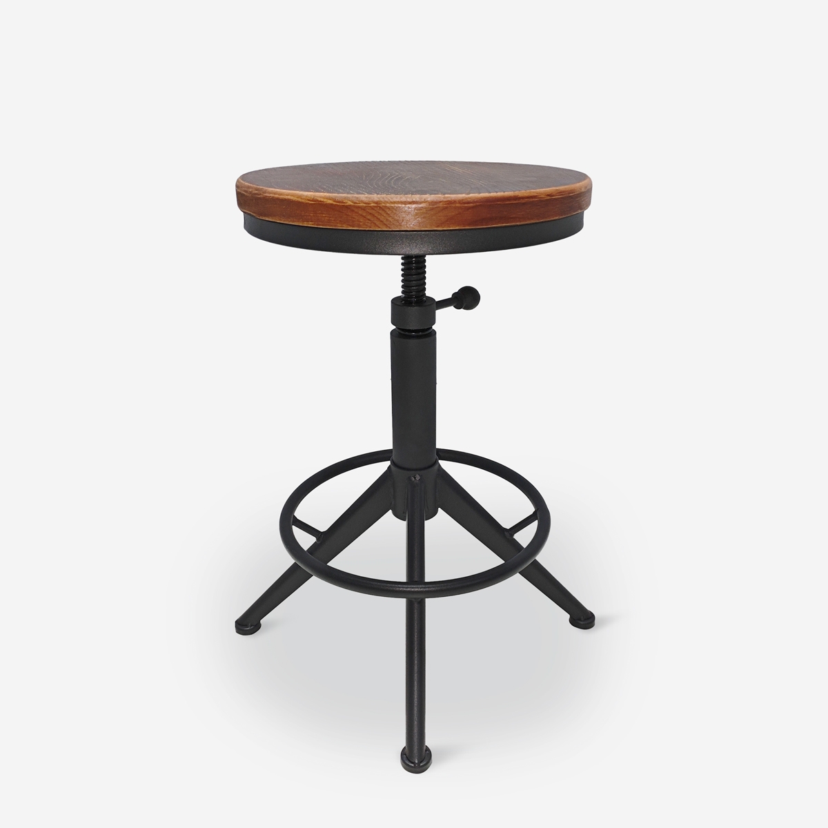 Taburete industrial de metal vintage ajustable con tornillo de rosca negro Crewi Promoción Taburete industrial de metal vintage ajustable con tornillo de rosca negro Crewi Promoción