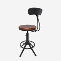 Taburete giratorio ajustable vintage industrial con respaldo Crewi Back Rebajas